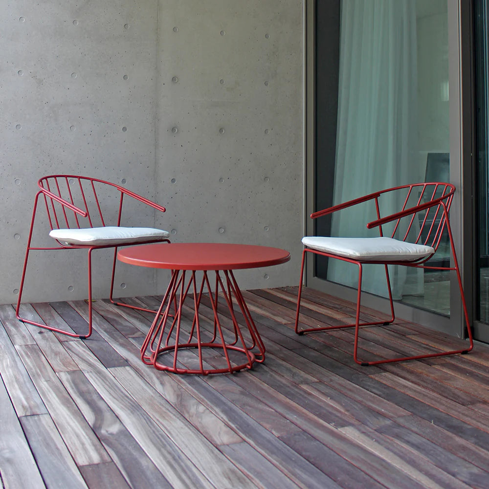 Intercoastal Dining Chair with Arms - Aquamarine Powder Coat - Sunbrella Parchment Cushions