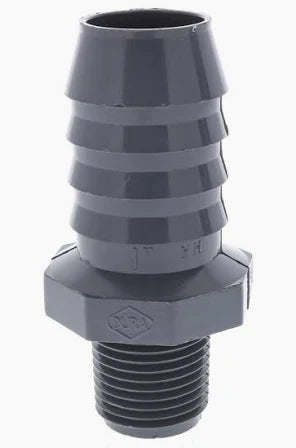 Gray male adapter fitting with external threads, slip to MP connection