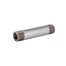 Metal pipe nipple with male pipe threads on both ends, cylindrical connector