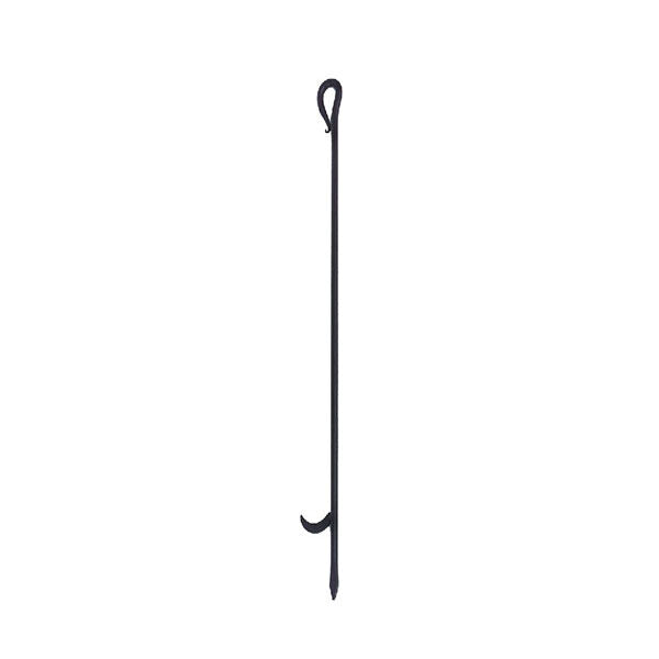 Black fireplace poker with hooked tip