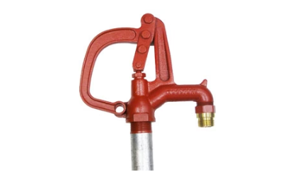 3 ft yard fire hydrant with red handle and brass hose outlet