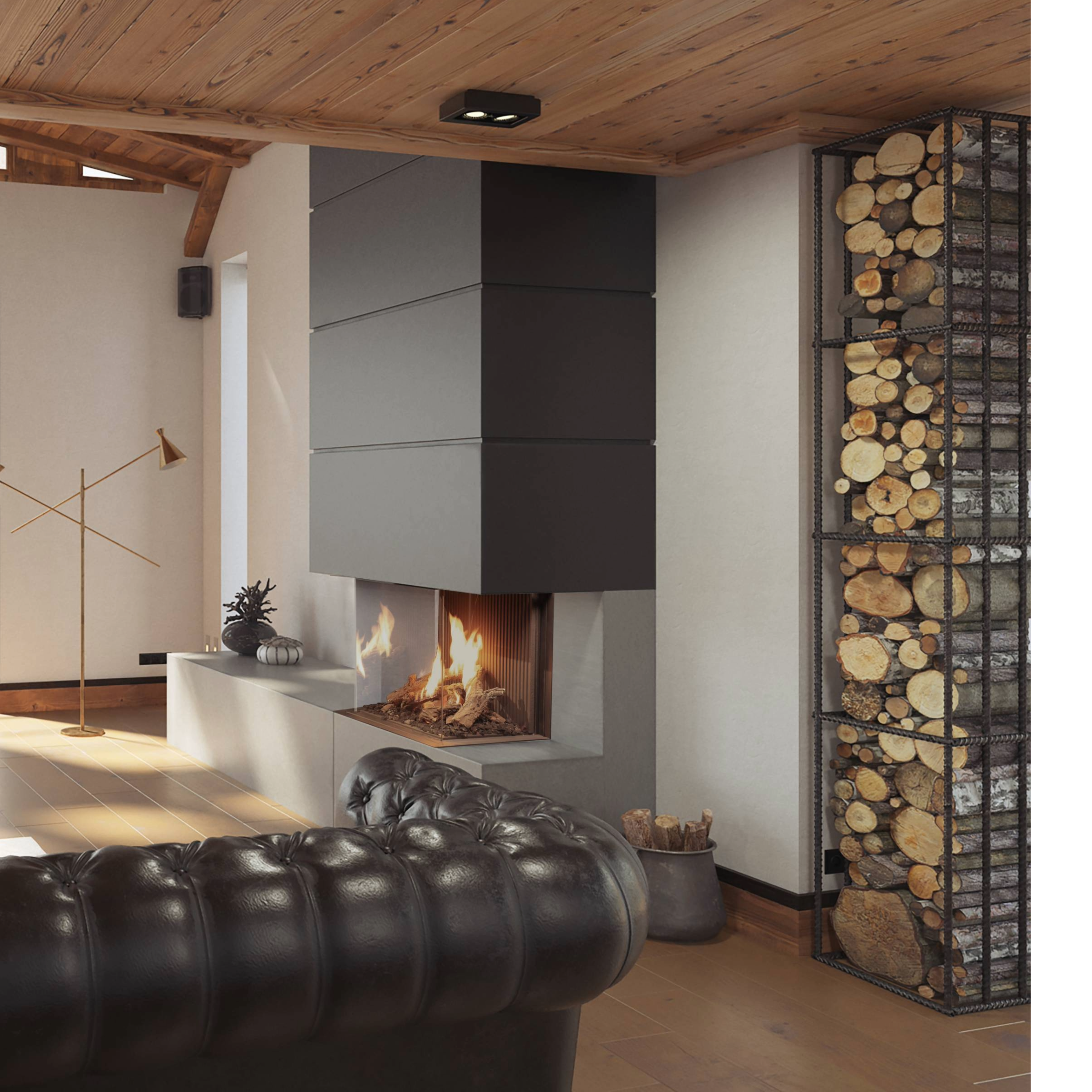 Three Sided Fireplace with Wilderness Burner and Protective Screen
