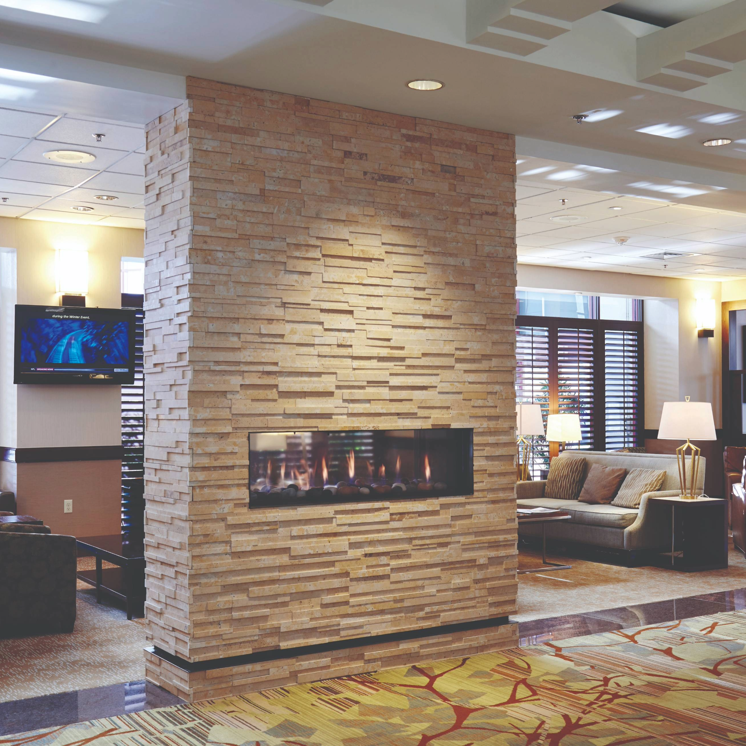 Tunnel Fireplace with Standard Burner and Protective Screen