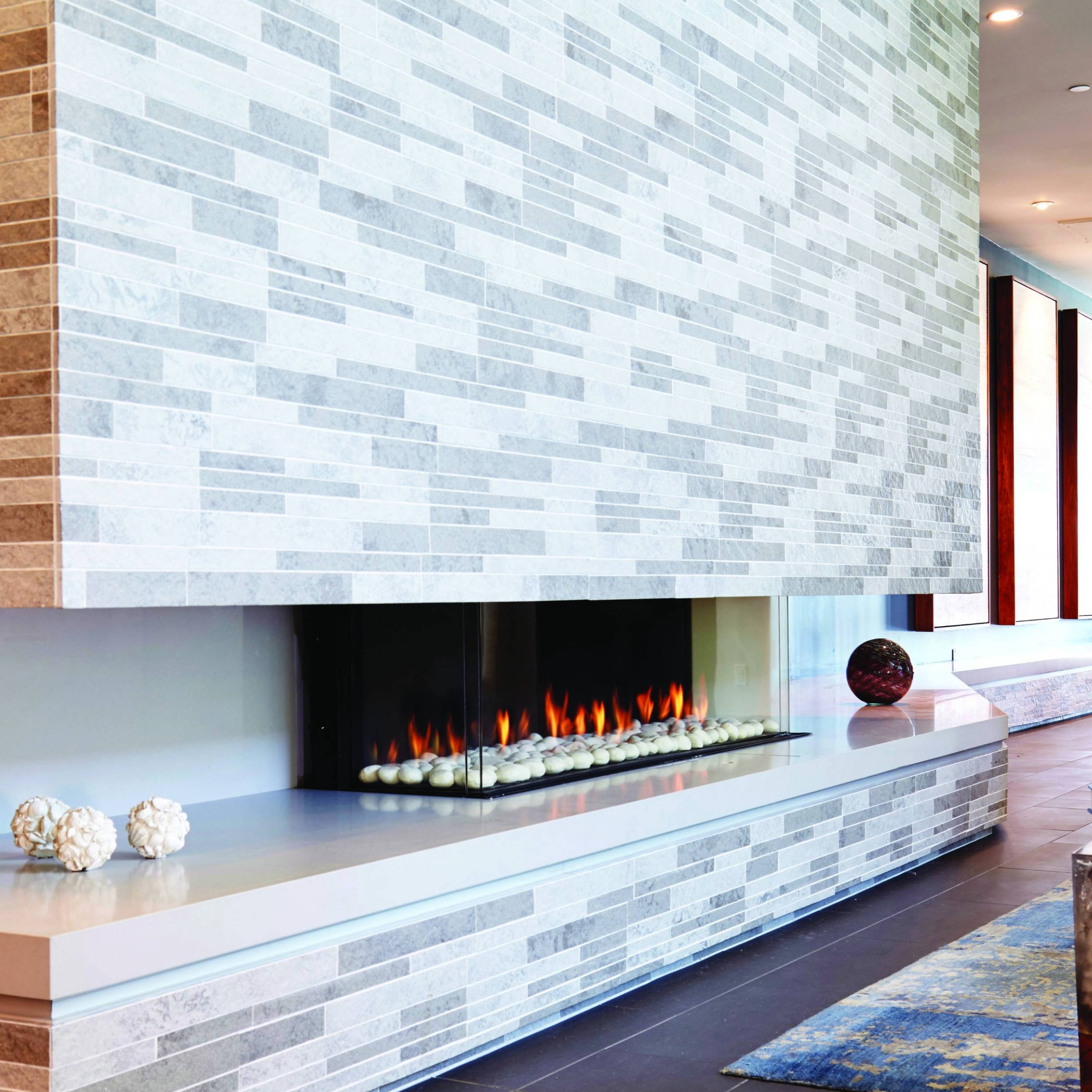 Three Sided Fireplace with Standard Burner and Double Glass