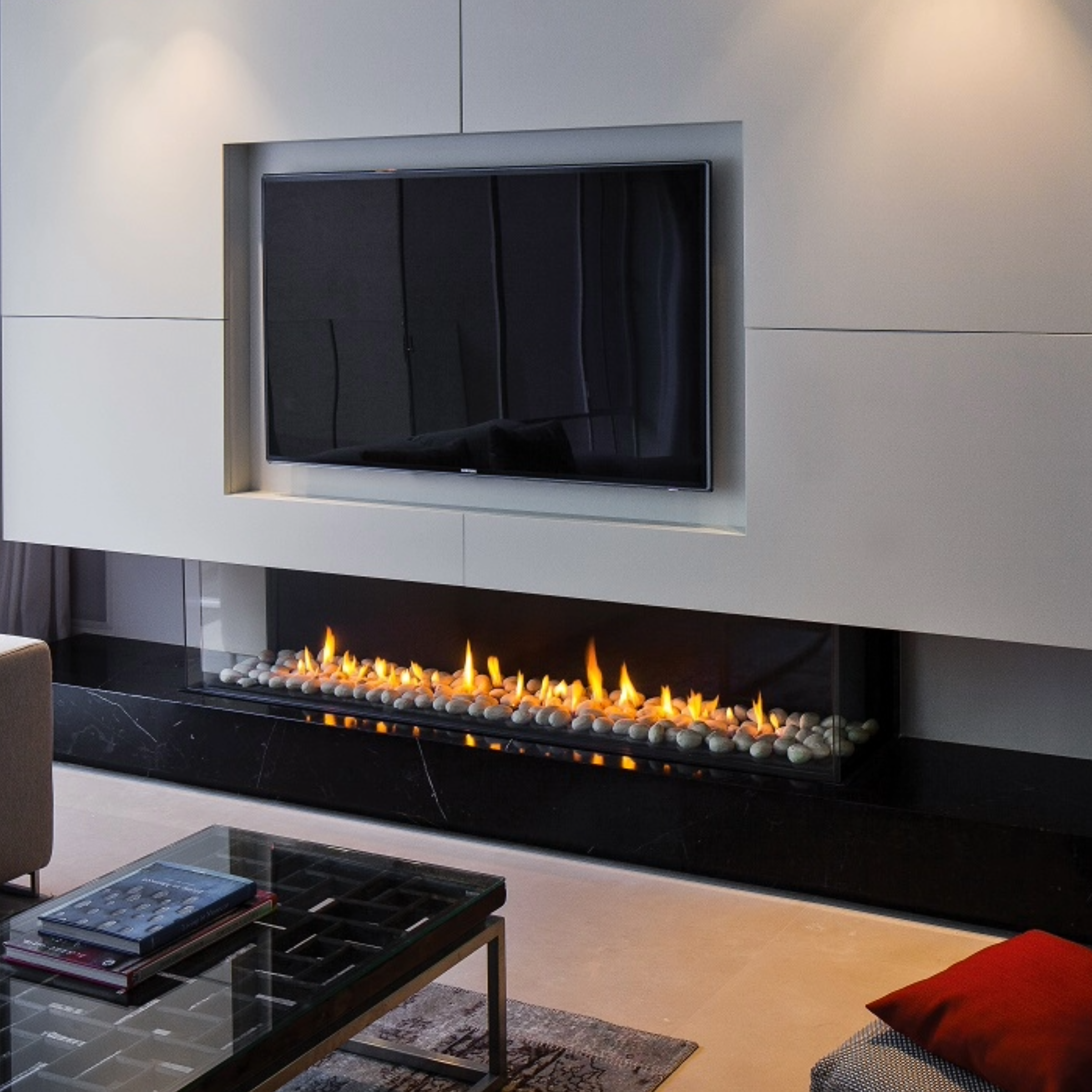 Three Sided Fireplace with Standard Burner and Double Glass