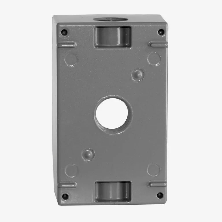 One Gang Outlet Box with 3 Threaded Outlets - 1/2" Holes