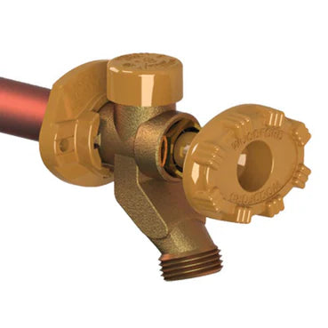 Bronze wall faucet with 3/4 in inlet and threaded spout