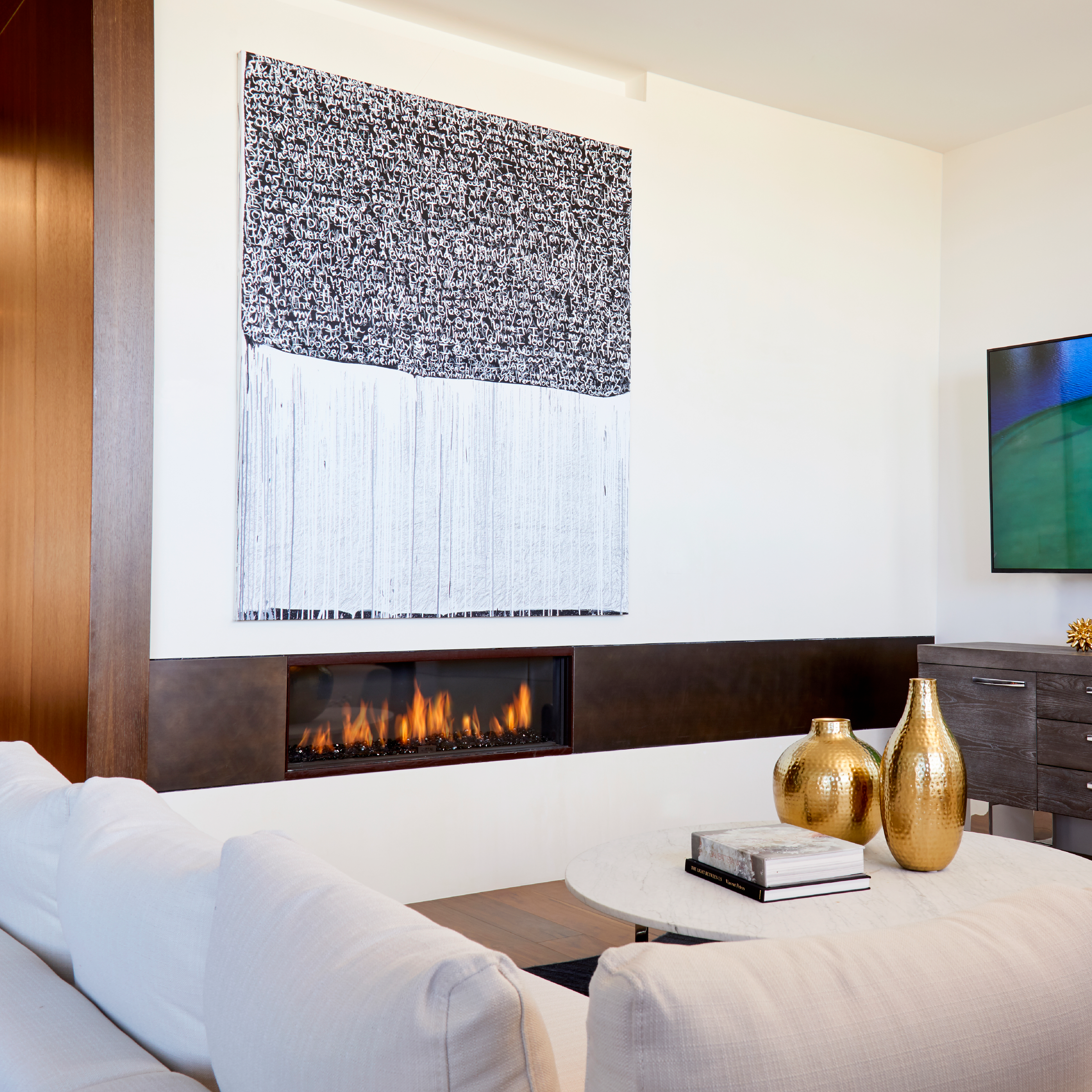 Front Facing Fireplace with Standard Burner and Protective Screen