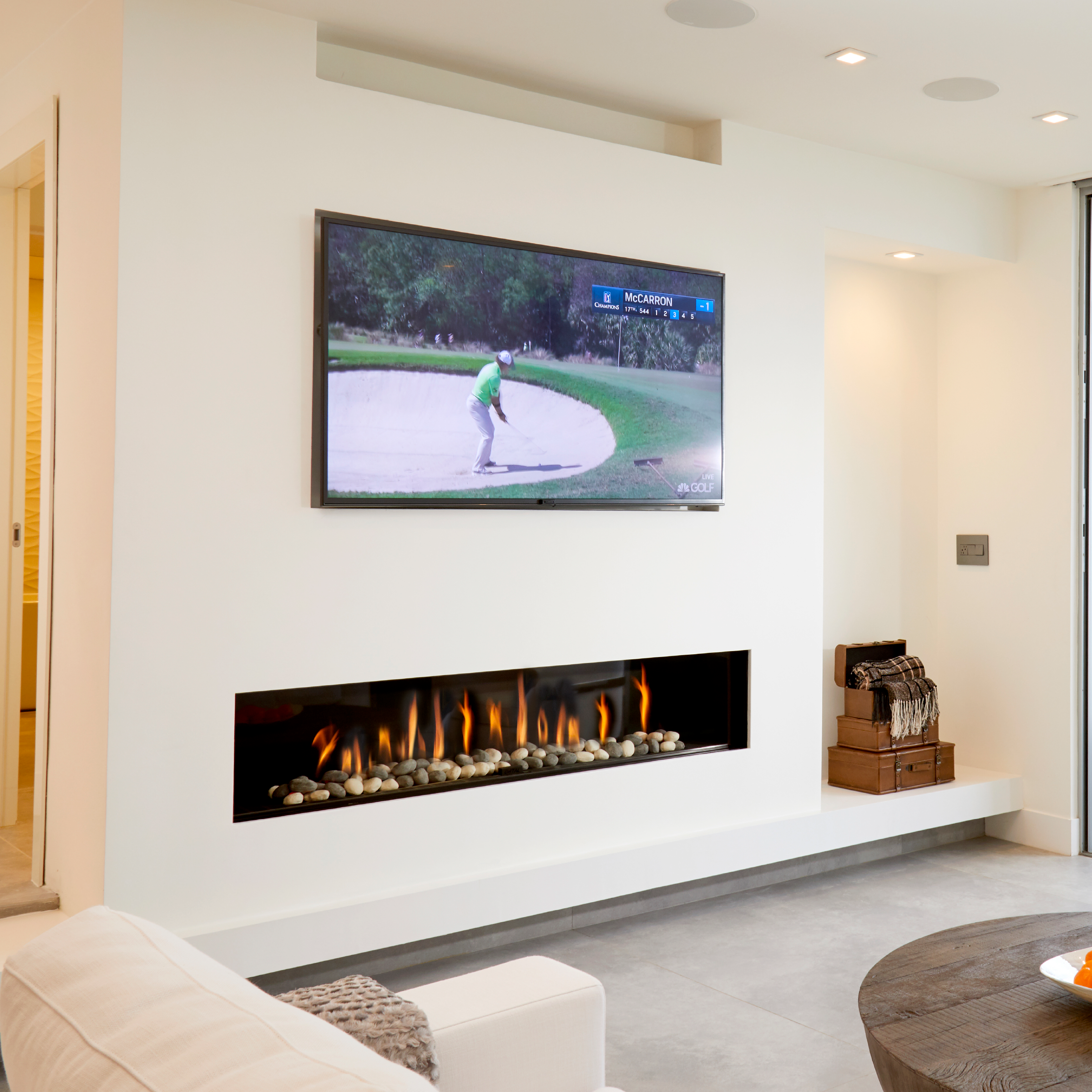 Front Facing Fireplace with Standard Burner and Protective Screen