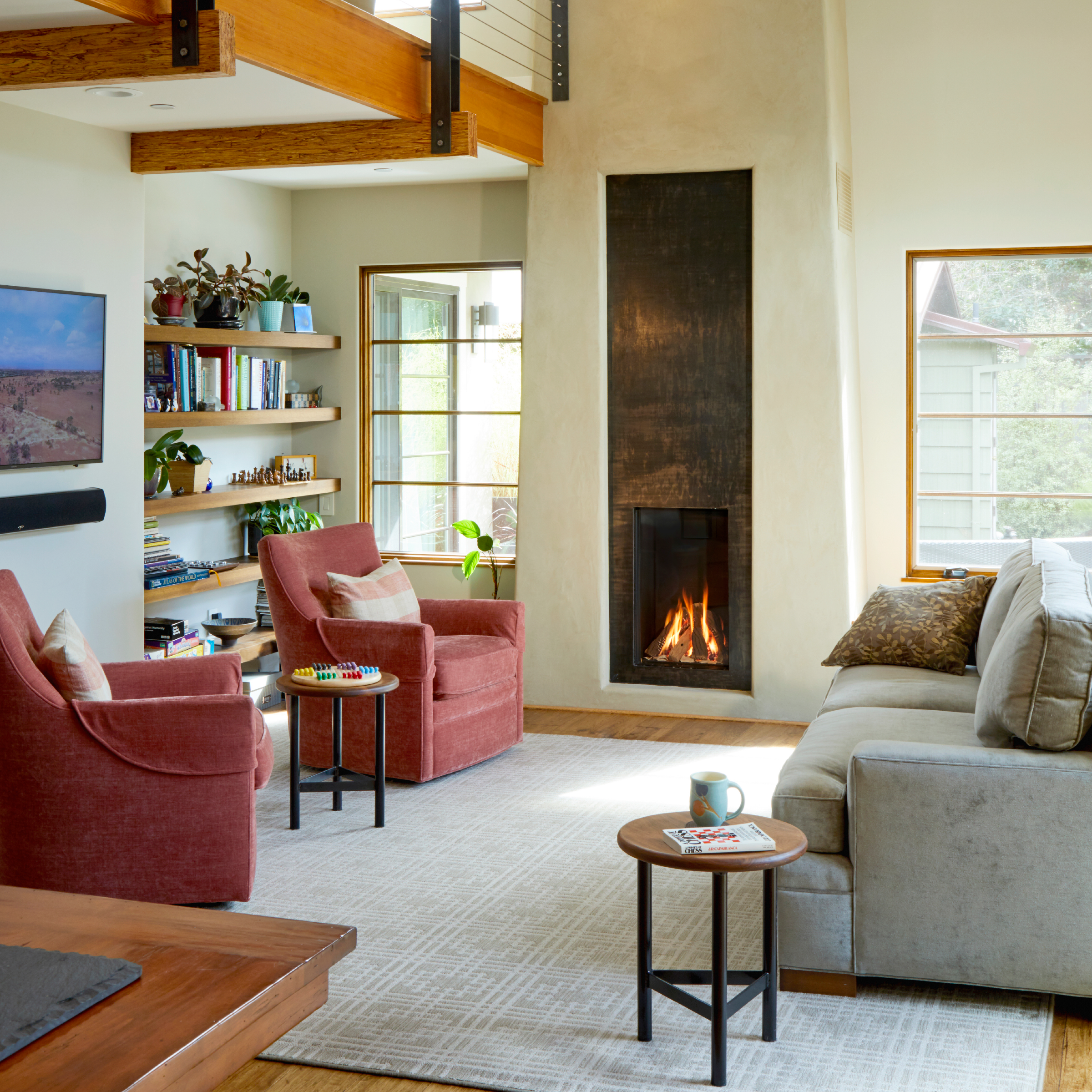 Front Facing Fireplace with Standard Burner and Protective Screen