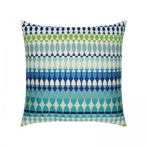 Decorative throw pillow cover, blue and green geometric pattern, 20x20 in