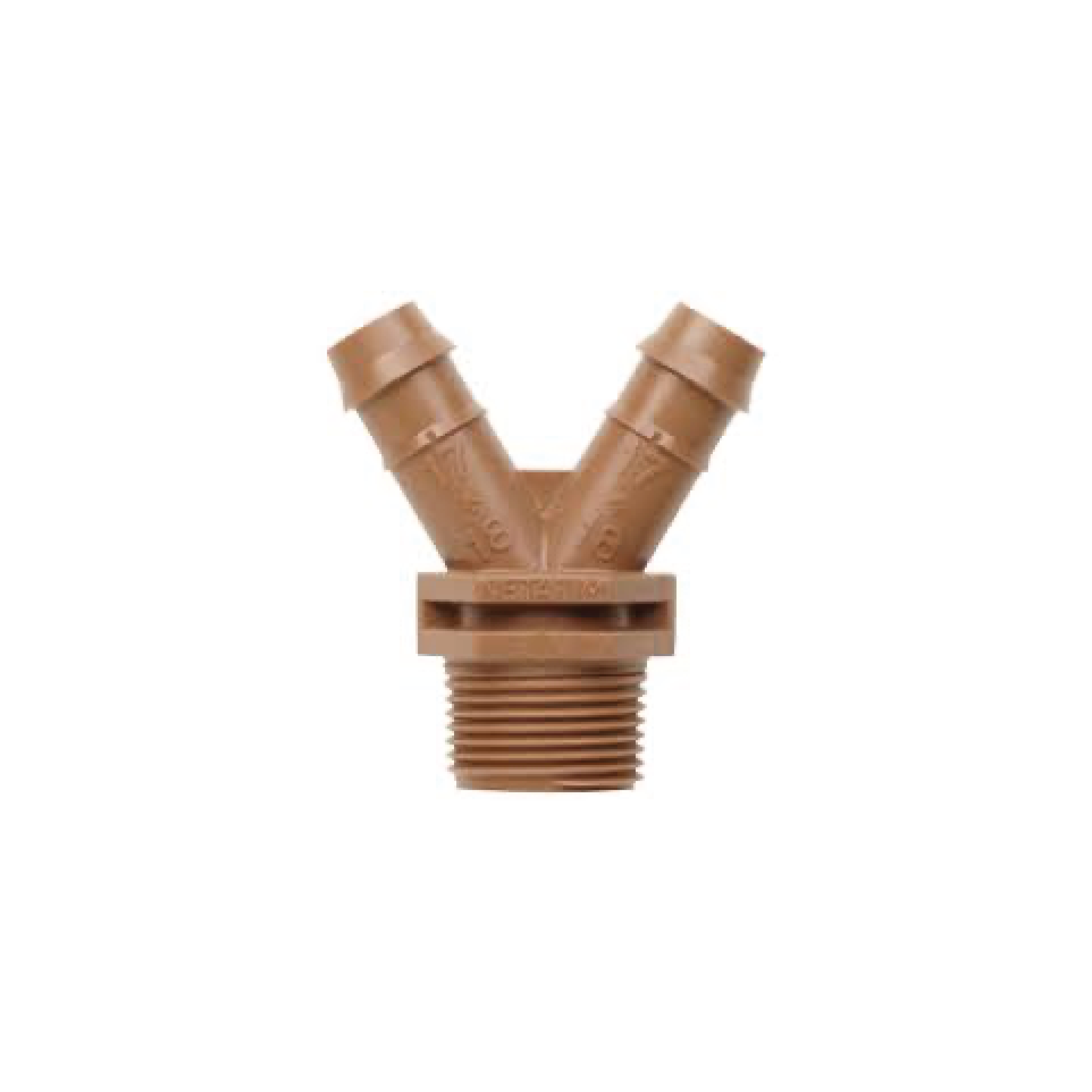 Brass 17mm wye fitting with 3/4 in MPT adapter