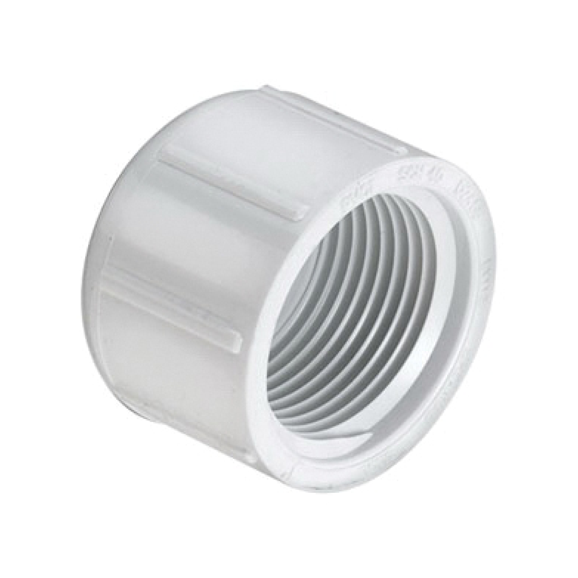 1.25 in plastic threaded cap with screw-top ridges, white