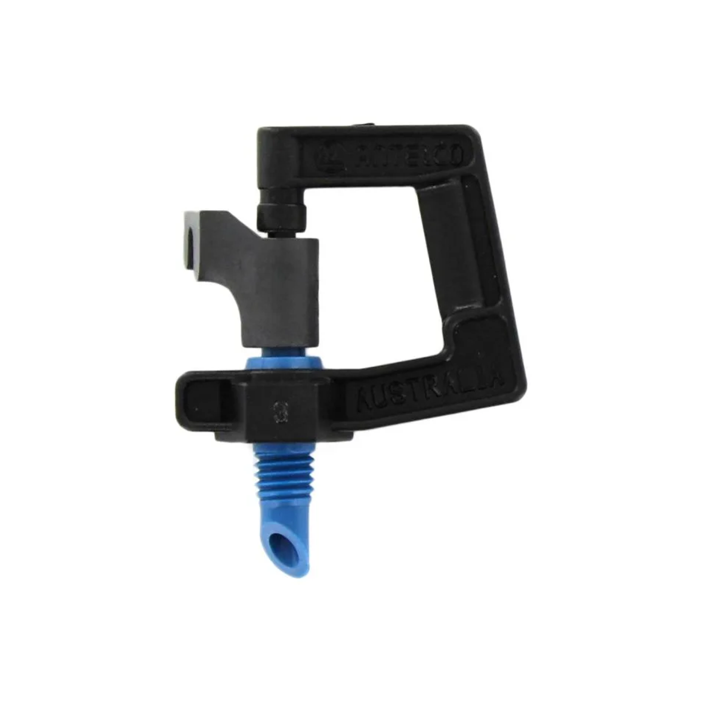 Antelco rotor spray head with blue nozzle and black body, 10/32 fitting