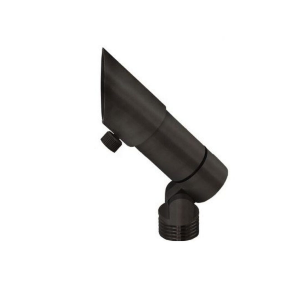 Black brass beam uplight with an adjustable angled head and threaded base