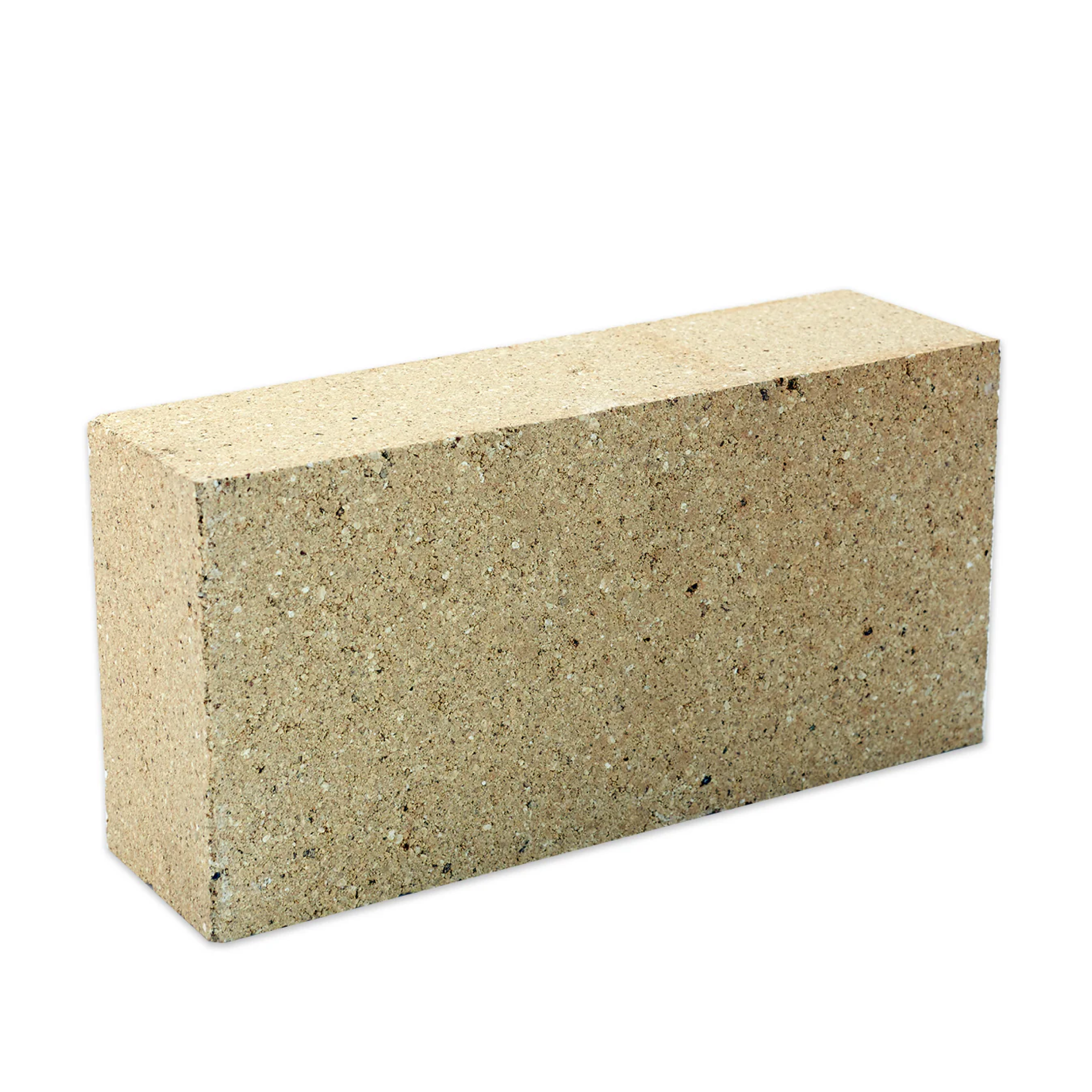 Cream firebrick rectangular block with rough speckled surface