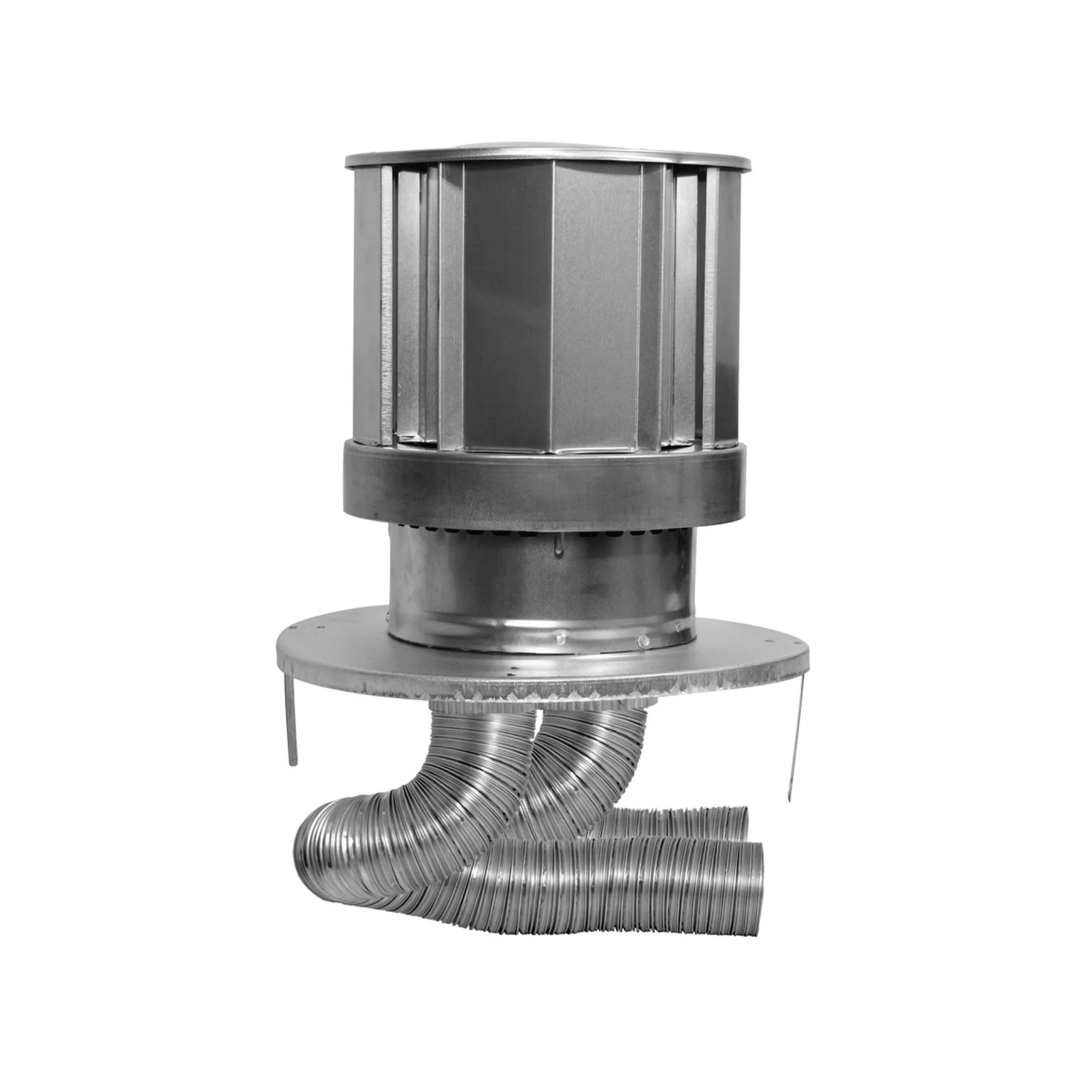 Metal vent reline kit with cylindrical vent liner and flexible duct sections
