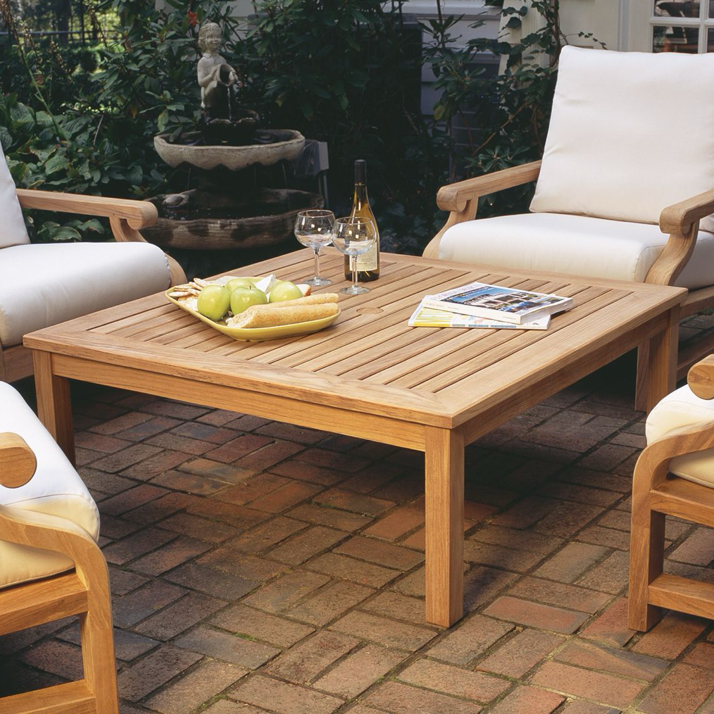 44" Teak Square Coffee Table