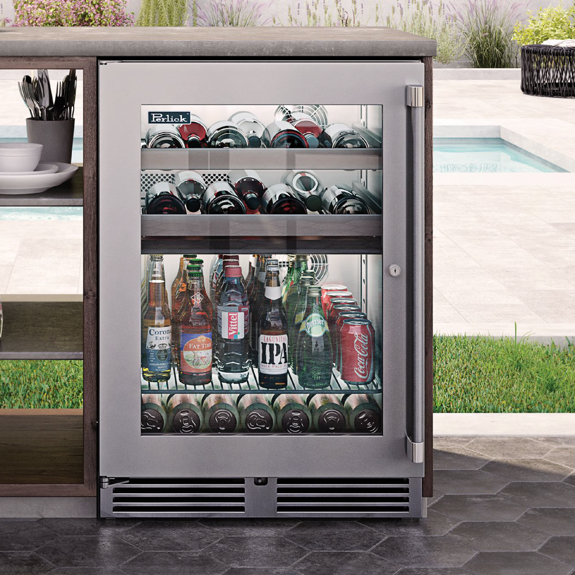 24" Signature Series Beverage Center by Perlick for Outdoor Applications