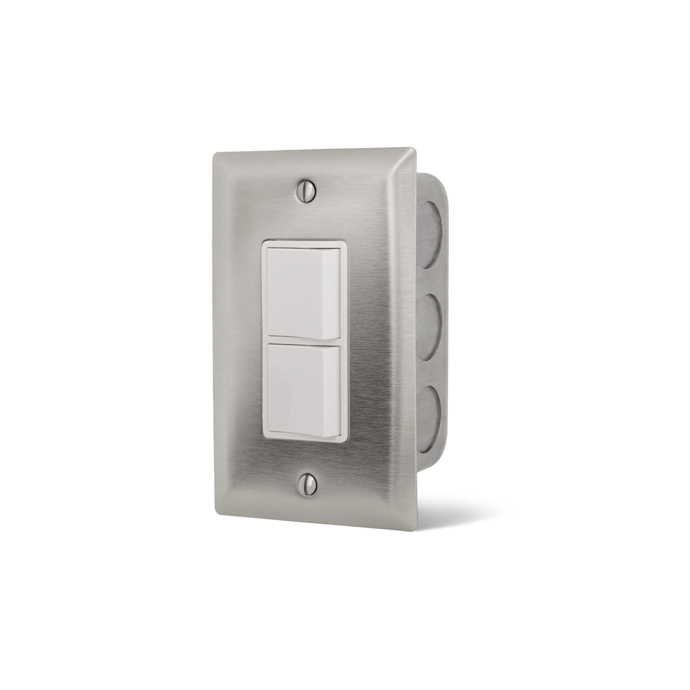 Single Duplex Switch Stainless Steel Wall Plate & Gang Box