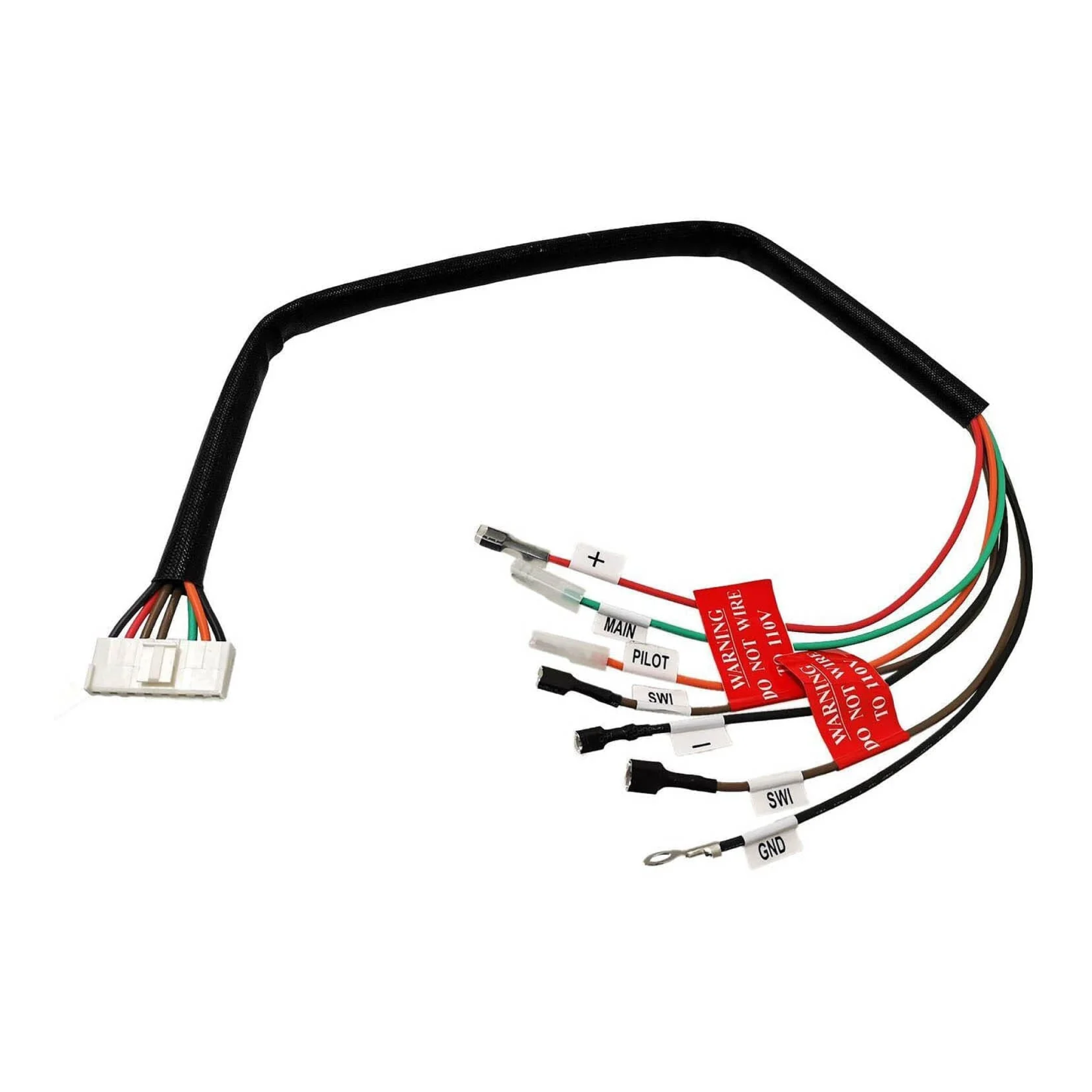 Wire harness assembly with bundled colored wires and multiple plug connectors