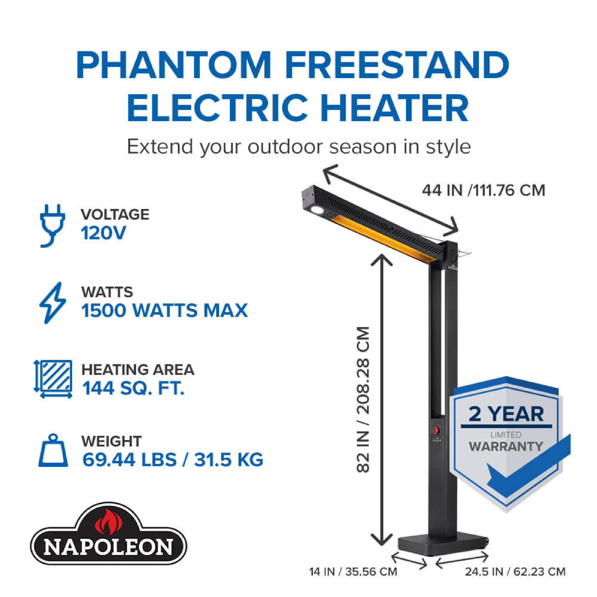 Phantom Freestanding 120v Outdoor Electric Infrared Heater